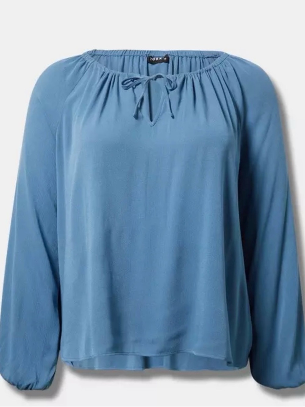 torrid Dusty Blue Tie-Front Peasant Blouse